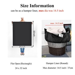 OTraki Travel Dirty Laundry Bags 24 x 32 inch 2 Pack Heavy Duty Drawstring Organizer Bag Tear Resistant Clothes Organization Storage Medium Size for Home Dorm Camp Trip College 60 x 80 cm Black