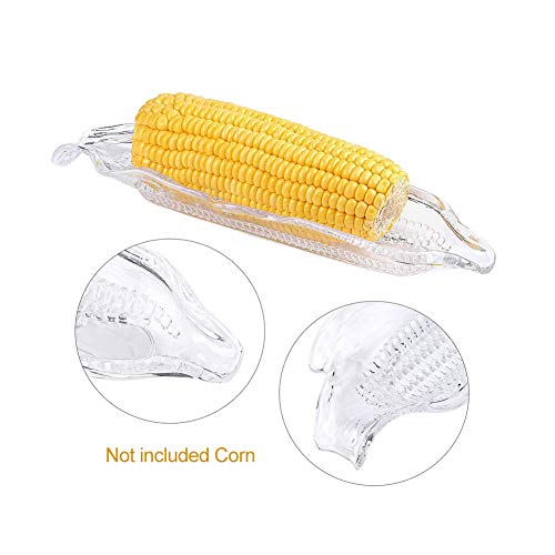 4 Pieces Corn Trays Sets Plastic Corn Dishes Service Tray Transparent Cob Dinnerware Corn Cob Holders for Butter Corn