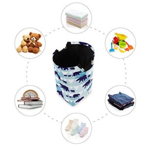 OTVEE Cute Winter Polar Bear Mother Child Kids Laundry Basket Folding Laundry Hamper Organizer for Clothes Toy Book Storage