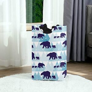 OTVEE Cute Winter Polar Bear Mother Child Kids Laundry Basket Folding Laundry Hamper Organizer for Clothes Toy Book Storage