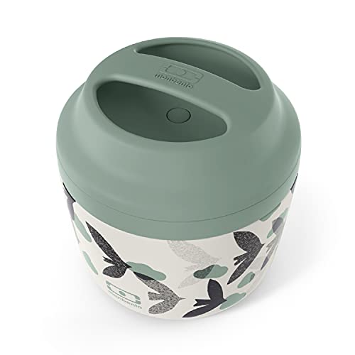 monbento - Insulated Lunch Box MB Element Birds - Leakproof and Insulated Container Keeps Food Hot/Cold for Up to 10 Hours - For Work/School Lunch Packing - BPA Free - Food Grade Safe - Green