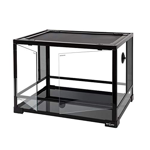 REPTI ZOO Large 34 Gallon Reptile Glass Terrarium Tank,Front Opening Door 24" x 18" x 18" Double Hinge Door with Screen Ventilation Reptile Terrarium (Backgrounds not Include)