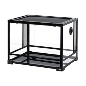 REPTI ZOO Large 34 Gallon Reptile Glass Terrarium Tank,Front Opening Door 24" x 18" x 18" Double Hinge Door with Screen Ventilation Reptile Terrarium (Backgrounds not Include)