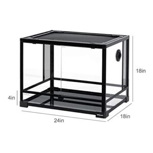 REPTI ZOO Large 34 Gallon Reptile Glass Terrarium Tank,Front Opening Door 24" x 18" x 18" Double Hinge Door with Screen Ventilation Reptile Terrarium (Backgrounds not Include)