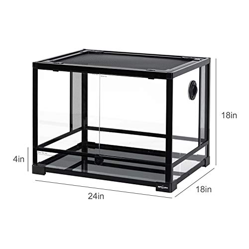 REPTI ZOO Large 34 Gallon Reptile Glass Terrarium Tank,Front Opening Door 24" x 18" x 18" Double Hinge Door with Screen Ventilation Reptile Terrarium (Backgrounds not Include)