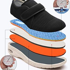 ZUMEIJIA Women's Diabetic Shoes for Women Casual Adjustable Walking Shoes Wide Shoes for Elderly Swollen Feet Non-Slip Air Cushion Bottom Fattening and Widening 9.5 Black