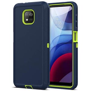 jiunai for moto g power 2021 case, 3-piece heavy duty armor shockproof tough hybrid dual layer drop protection bumper rugged matte protective phone cover case compatible with moto g power 2021 blue