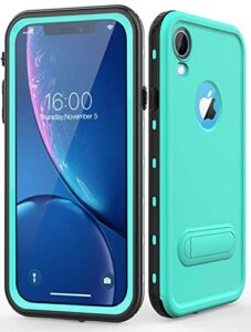 diverbox for iphone xr case waterproof,shockproof dustproof ip68 full-body sturdy with kickstand case built-in screen protector,underwater full sealed cover protective for iphone xr (teal)