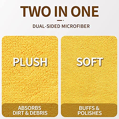 ECOREPUBLIC Extra Thick Microfiber Cleaning Cloth, 2 Pack, 16''x16'', Car Drying Towel for Cars Wash,Glass, Window, Microfiber Towels for Household, Ultra-Soft Plush Yellow