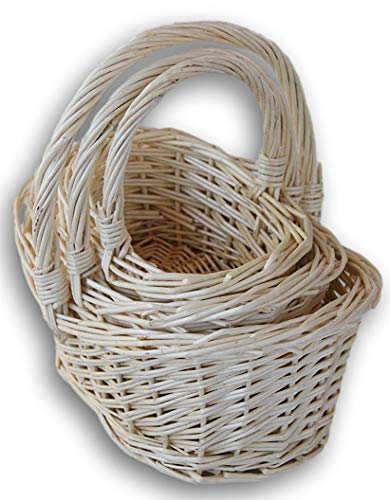 Daisy Crafts Small Baskets with Handles Nesting Wicker for Wedding, Produce, Crafts, Easter -Set of 3 Sizes