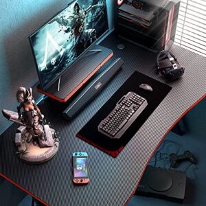 Furmax 47 inch Gaming Desk PC Computer Table Racing Style Home Office Desk Z Shaped Carbon Fiber Desktop Gamer Workstation with Monitor Stand Cup Holder and Headphone Hook (47 inch)