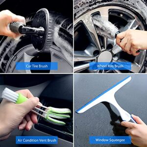 VEEAPE Car Wash Kit 14Pcs Car Detailing Kit, Car Cleaning Kit Car Accessories for Women, Car Wax Cleaning Supplies Interior Exterior Cleaner - Cleaning Gel, Car Wash Brush with Long Handle, Bucket