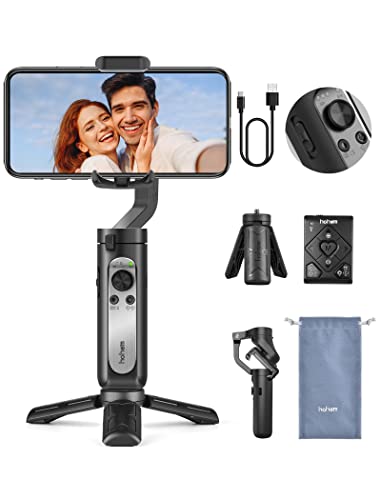 hohem iSteady X2 Gimbal Stabilizer for Smartphone, 3-Axis Phone Gimbal with Remote Control, Foldable and Portable Stabilizer for iPhone & Android, Phone Stabilizer for Video Recording YouTube TikTok