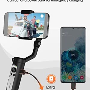 hohem iSteady X2 Gimbal Stabilizer for Smartphone, 3-Axis Phone Gimbal with Remote Control, Foldable and Portable Stabilizer for iPhone & Android, Phone Stabilizer for Video Recording YouTube TikTok