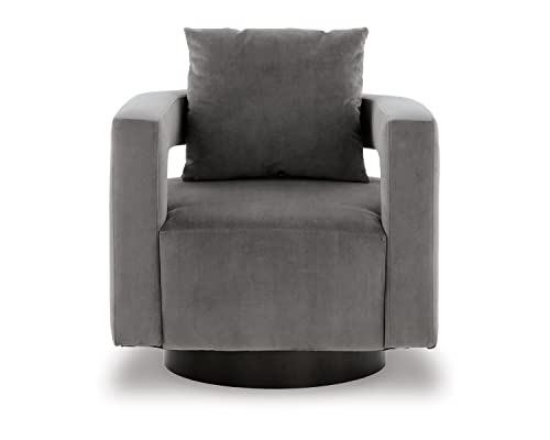Signature Design by Ashley Alcoma Swivel Accent Chair, Fabric, Gray