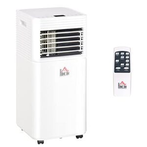 homcom 10000 btu mobile portable air conditioner for cooling, dehumidifier, and ventilating with remote control, for home office, white