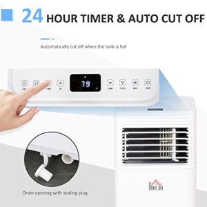 HOMCOM 10000 BTU Mobile Portable Air Conditioner for Cooling, Dehumidifier, and Ventilating with Remote Control, for Home Office, White