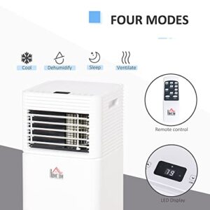 HOMCOM 10000 BTU Mobile Portable Air Conditioner for Cooling, Dehumidifier, and Ventilating with Remote Control, for Home Office, White