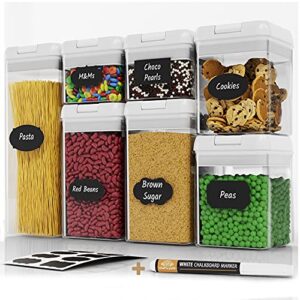 chef's path airtight food containers with easy lock lids - 7 pc bpa free plastic containers for kitchen pantry organization and storage, ideal for cereal, sugar & dry food - accessories included