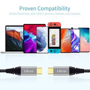 Short USB C to USB C Cable Up to 10Gbps Data Transfer - 1FT,LDLrui USB C 3.1 Gen 2 Cable Supports 100W Charging 4K Video Output Monitor, for MacBook Pro, Galaxy S21, iPad Pro, Samsung T7 SSD, and More