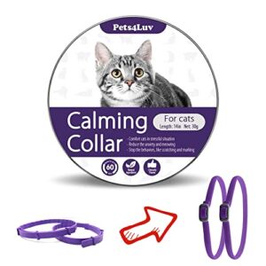 Pets4Luv Calming Collar for Cats - Pheromone Calm Collars, Anxiety Relief Fits Small Medium and Large Cat - New Version - Adjustable and Waterproof with 100% Natural 2 Pack