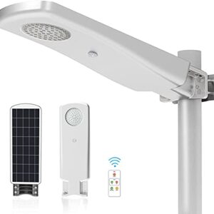 Solar Street Lights Outdoor Waterproof - 80Wh 2500LM Dusk to Dawn Area Lighting, LED Wide Angle Security Lamp with Motion Sensor, Remote Control for Yard, Garden, Parking Lot, Stadium, Barn