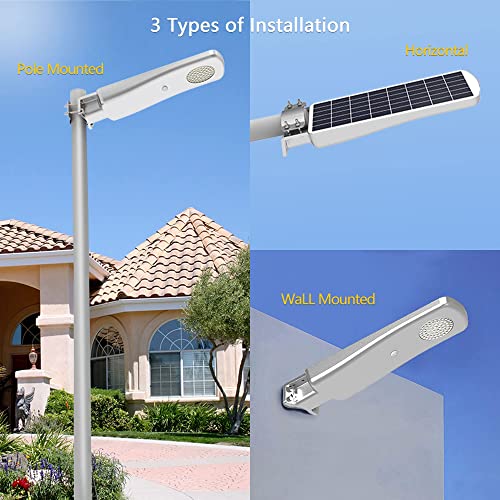 Solar Street Lights Outdoor Waterproof - 80Wh 2500LM Dusk to Dawn Area Lighting, LED Wide Angle Security Lamp with Motion Sensor, Remote Control for Yard, Garden, Parking Lot, Stadium, Barn