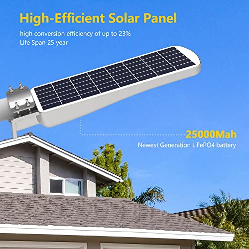 Solar Street Lights Outdoor Waterproof - 80Wh 2500LM Dusk to Dawn Area Lighting, LED Wide Angle Security Lamp with Motion Sensor, Remote Control for Yard, Garden, Parking Lot, Stadium, Barn