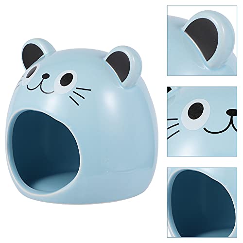 balacoo Hamster Hideout Ceramic Pet House Ceramic Cartoon Bear Shape Hamster Hideout Critter Bath House Cave Summer Cooling House for Chinchilla Mini Hut Small Animal Hideout Cave Accessories