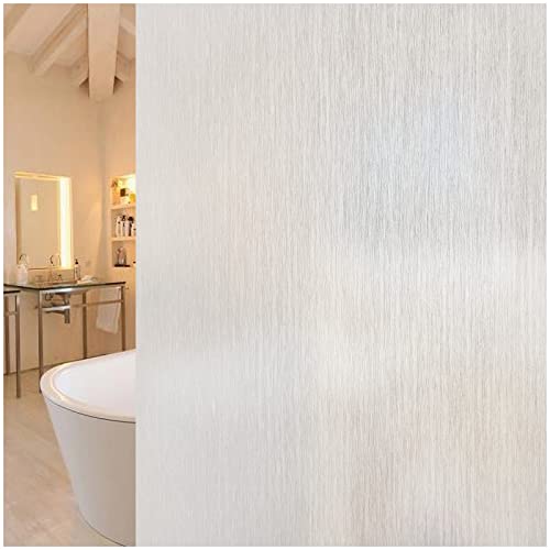 Viseeko Privacy Window Film: Frosted Glass Window Film Non-Adhesive Static Cling Window Film Sun Blocking Removable Room Decor for Bathroom Home Office (Silver Silk, 23.6 x 78.7 inches)