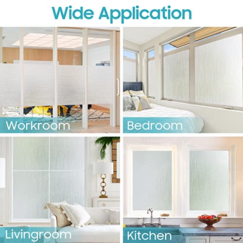 Viseeko Privacy Window Film: Frosted Glass Window Film Non-Adhesive Static Cling Window Film Sun Blocking Removable Room Decor for Bathroom Home Office (Silver Silk, 23.6 x 78.7 inches)