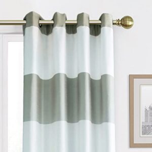 Merryfeel Faux Silk Window Curtain Panels, Grommet Striped Drapes for Bedroom/Living Room, Light Filtering Curtains, 2 Panels, 54 Inch Wide x 84 Inch Long - Light Grey Stripe