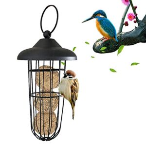 Haokaini Outdoor Bird Feeder, Wild Bird Feeder Tube Metal Mesh Hanging Fat Ball Holder Bird Feed Dispenser for Garden Backyard Outside