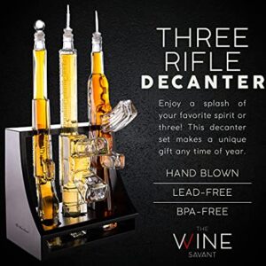 3 Gun Whiskey Decanters Set AR15, AK47, & Rifle Gun Decanter Set 1000ml by The Wine Savant - Veteran Gifts, Home Bar, Gun Lover Gifts, Tik Tok Gun Decanter, Military Gifts