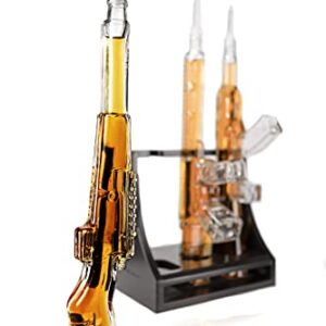 3 Gun Whiskey Decanters Set AR15, AK47, & Rifle Gun Decanter Set 1000ml by The Wine Savant - Veteran Gifts, Home Bar, Gun Lover Gifts, Tik Tok Gun Decanter, Military Gifts