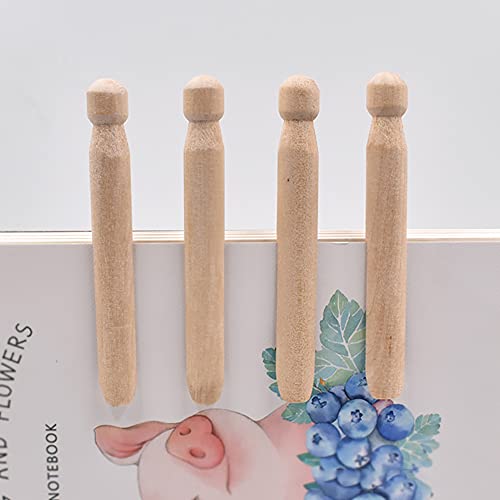 UUYYEO 12 Pcs Round Clothespins Wooden Doll Peg Pins Unfinished Blank DIY Decoration