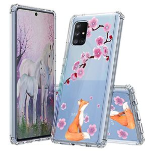 Ftonglogy Galaxy A71 5G Case Clear Flower Design Air Buffer TPU [Drop Proof] Slim Women Girls Pattern Protective Back Cover for Samsung Galaxy A71 5G (Fox)