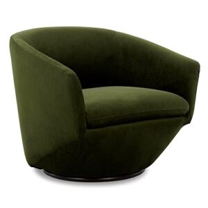chita swivel armchair, barrel accent chair in velvet fabric for living room round chair with metal base, fully assembled, falkirk green