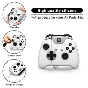 WQNIDE Case for White Game Controller Airpod 2/1, Soft Silicone 3D Cute Cartoon Anime Game Controller Skin Protective Case Design,6in1 Accessories Set with Keychain for Women Girls Boys