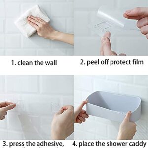 Cedilis 4 Pack Shower Caddy Shelf, Adhesive Bathroom Shower Shelf Organizer, No Drilling Wall Mounted Plastic Shampoo Holder Organizer, Great for Shower Room Bathroom Kitchen, White