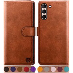 suanpot for samsung galaxy s21 6.2"(non s21+) with rfid blocking leather wallet case credit card holder,flip folio book phone case shockproof cover women men for samsung s21 case wallet brown