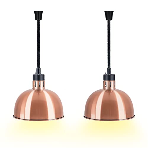 YMJOINMX Food Heat Lamp 2 Pack Food Warmer Lamp with Bulb Food Heating Lamp Commercial Food Service Heat Lamp 110v