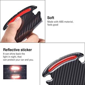 XhuangTech 8pcs Universal 3D Carbon Fiber Car Door Handle Paint Scratch Protector Sticker Auto Door Handle Scratch Cover Guard Protective Film Car Outdoor Safety Reflective Strips (Red)