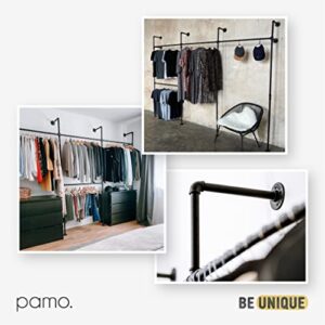 pamo freestanding clothes rail in industrial loft design - LAS III - wardrobe for walk-in closet wall I bedroom clothes rack made of black sturdy tubes