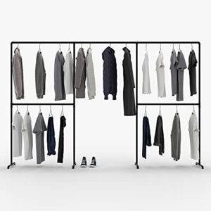 pamo freestanding clothes rail in industrial loft design - LAS III - wardrobe for walk-in closet wall I bedroom clothes rack made of black sturdy tubes