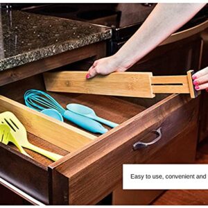 Bamboo Drawer Dividers Set of 4, Adjustable Drawer Organizers for Kitchen, Bedroom, Bathroom, Dresser & Office (13"-17")