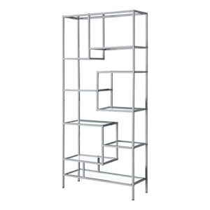 ergode bookcase - 72" h/silver metal with tempered glass