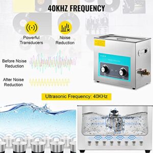 VEVOR Ultrasonic Vinyl Record Cleaner 6L 40kHz Vinyl Ultrasonic Cleaning Machine Knob Control Record Ultrasonic Cleaner 4 Records Vinyl Sonic Cleaner Stainless Steel Tank w/Mechanical Heater & Timer