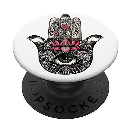 Hamsa Hand Fatima Spiritual Meaning Origin Lotus Meditation PopSockets PopGrip: Swappable Grip for Phones & Tablets