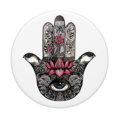 Hamsa Hand Fatima Spiritual Meaning Origin Lotus Meditation PopSockets PopGrip: Swappable Grip for Phones & Tablets